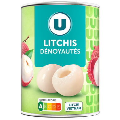 Litchis dénoyautés, boîte 3/4, 250g