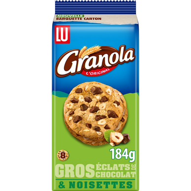 Cookies aux gros éclats chocolat & noisettes, Biscuits GRANOLA LU, paquet 184g