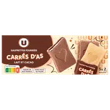 Gaufrettes carrés d'as fourrées lait et cacao, 128g