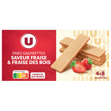 Fines gaufrettes saveur fraise & fraise des bois, 160g