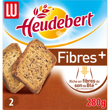 Biscottes Fibres + Céréales complètes HEUDEBERT - Paquet de 32 tranches - 280g