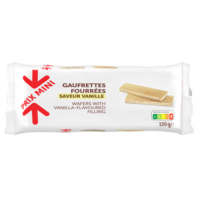 Gaufrettes fourrées saveur vanille PRIX MINI - 150g