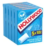 Chewing-gums ice fresh menthe fraîche sans sucres HOLLYWOOD, 5x10 dragées, 70g