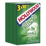 Chewing-gums 2Fresh menthe verte sans sucres HOLLYWOOD, 3x10 dragées,66g