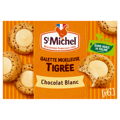 Galettes Moelleuses coeur chocolat blanc - ST MICHEL - x6 - 180g