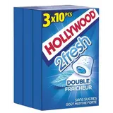 Chewing-gums 2 Fresh menthe fraîche/menthe forte sans sucres HOLLYWOOD, 3x10 dragées,66g