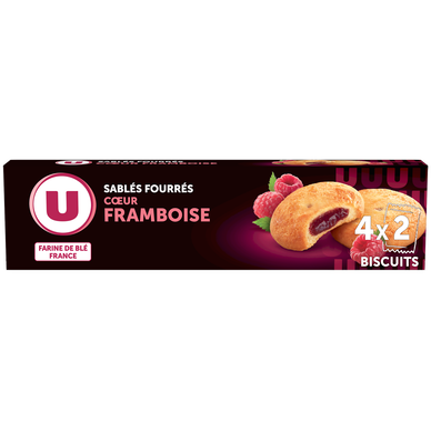 Biscuits Sablés fourrés coeur framboise, 100g