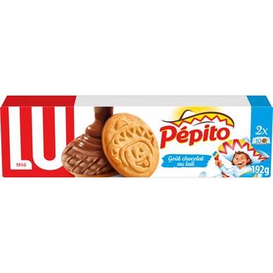 Biscuits nappés chocolat au lait PEPITO LU, 192g