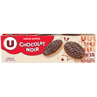 Biscuits Sablés nappés au chocolat noir, étui 200g