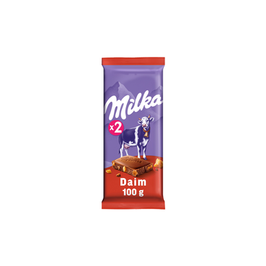 Chocolat au lait et éclats Daim MILKA, tablette 2x100g