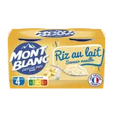 Crème dessert Coupelles Riz au lait Vanille MONT BLANC, 4x125g