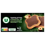 Tartelettes carrées parfum chocolat noisette  paquet de 127g