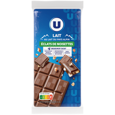 Chocolat au lait avec éclats de noisettes  3 Tablettes de 100g