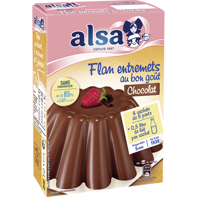 Préparation pour flan onctueux très chocolat ALSA, 4 doses, 192g