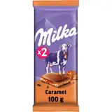 Chocolat au lait fourré caramel MILKA, tablette 2x100g