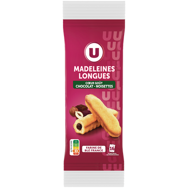 Madeleines longues fourrage chocolat noisette - 240g