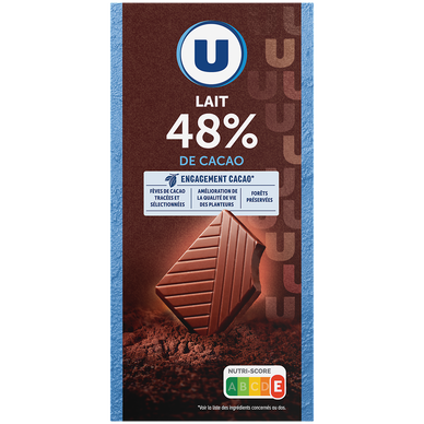Chocolat dégustation au lait 48%  Tablette de 100g