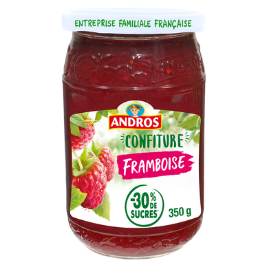 Confiture allégée de framboise ANDROS, 350g