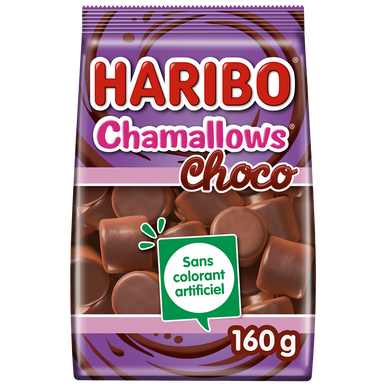 Confiserie chamallows Chocolat HARIBO, sachet de 160g