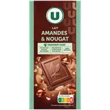 Chocolat au lait amandes et éclats de nougat au miel, - tablette 180g