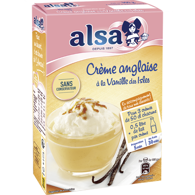 Préparation pour crème Anglaise à la vanille des Isles ALSA, 3 sachets300g