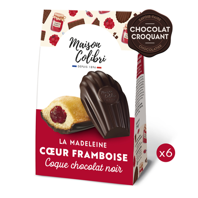 Madeleine coeur framboise coque chocolat noir COLIBRI 174g