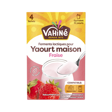Ferments lactiques pour yaourt fraise VAHINE x4 16g