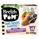 Dessert fruitier de fruits sans sucre ajouté pomme/pruneau BREIZH'POM,4x100g