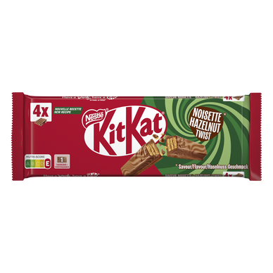 Barres de chocolat au lait saveur noisettes KITKAT - 4 barres de 41,5g, 166g