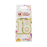 Bougie anniversaire dorée chiffre 18