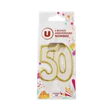 Bougie anniversaire dorée chiffre 50