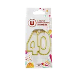 Bougie anniversaire dorée chiffre 40