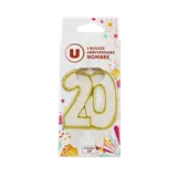 Bougie anniversaire dorée chiffre 20
