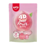 Bonbons gélifiés au goût de pêche 4D AMOS, sachet 120g
