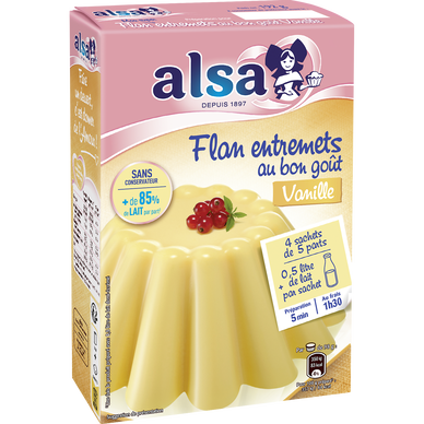 Préparation pour flan onctueux saveur vanille ALSA, 4 doses, 192g