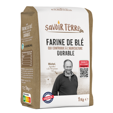 Farine de blé t55 SAVOIR TERRE, sachet de 1kg
