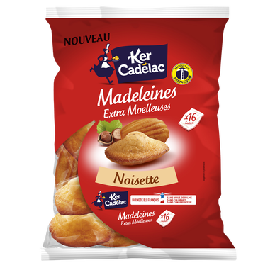 Madeleines extra moelleuses noisette KER CADELAC x16 sachet 352 G