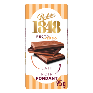 POULAIN 1848  recto/verso lait & noir fondant tablette 95g