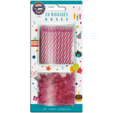 Bougies roses SAINTE LUCIE, x20