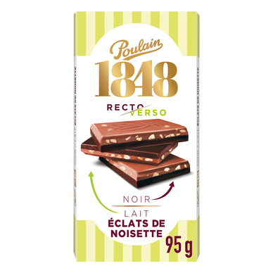 POULAIN 1848 recto/verso noir & lait éclats de noisette tablette 95g