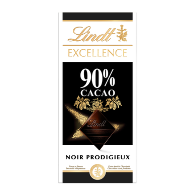 Chocolat Excellence noir 90% cacao LINDT - tablette 100g