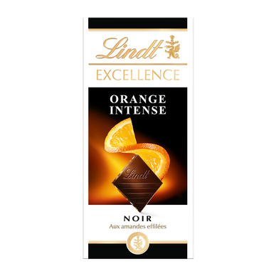 Chocolat noir orange intense LINDT EXCELLENCE, Tablette de 100g