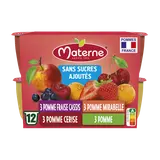 Dessert fruitier Coupelles Sans Sucres Ajoutés Multivariétés Fruits Rouges MATERNE, 12x100g