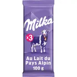 Chocolat au lait du pays alpin, MILKA, tablette, 3x100g