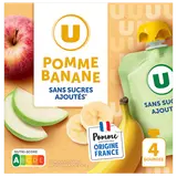 Dessert fruitier Gourdes compote pomme banane sans sucre ajouté - 4x90g