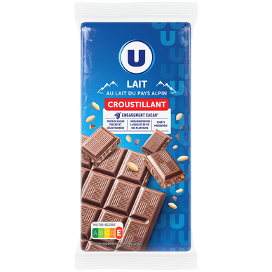 Chocolat au lait croustillant  2 Tablettes de 100g