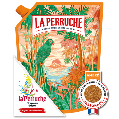 Sucre poudre ambré cassonade LA PERRUCHE, doypack 750g