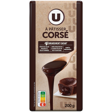 Chocolat noir corsé à pâtisser 64%  Tablette de 200g