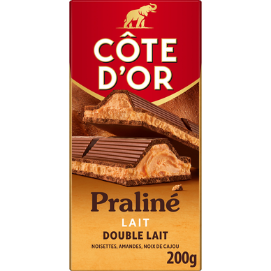 Tablette de chocolat praliné double lait COTE D'OR, 200g