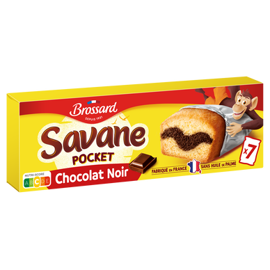 Gâteau marbré SAVANE chocolat noir Pocket BROSSARD, x7, 210g